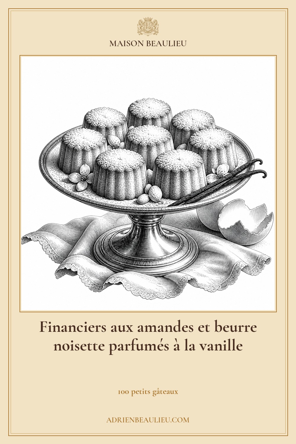 Illustration culinaire : financiers aux amandes et beurre noisette parfumés à la vanille.