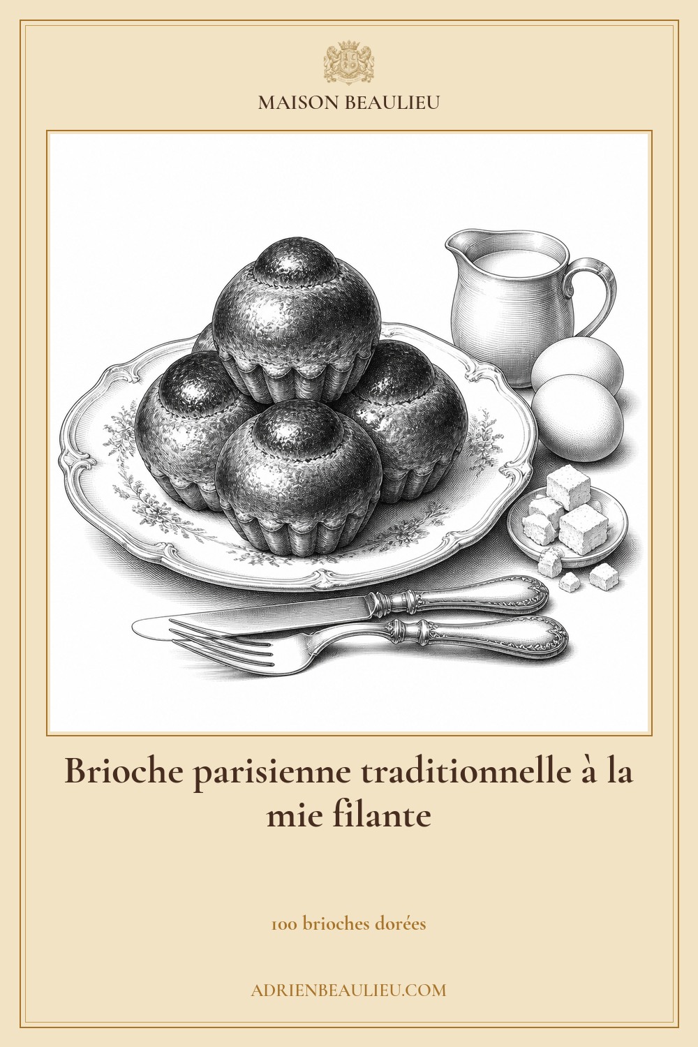 Illustration culinaire : brioche parisienne traditionnelle à la mie filante.