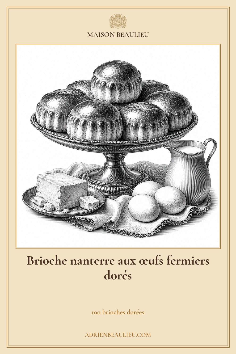 Illustration culinaire : brioche nanterre aux œufs fermiers dorés.
