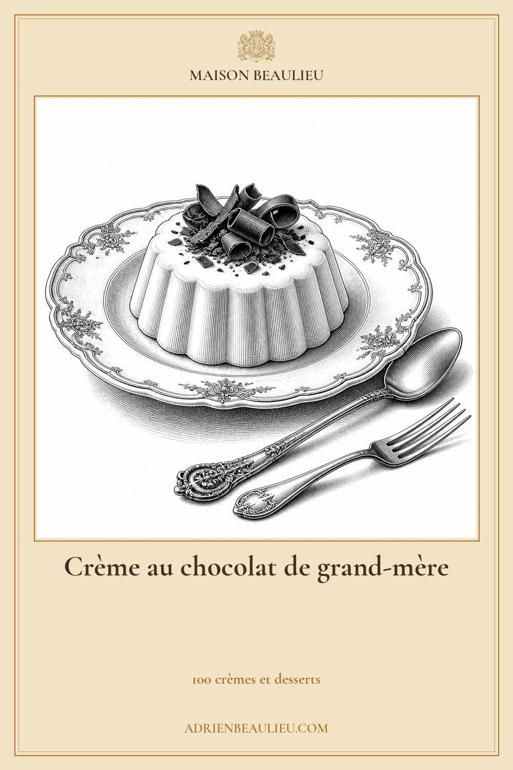 Illustration culinaire : crème au chocolat de grand-mère.