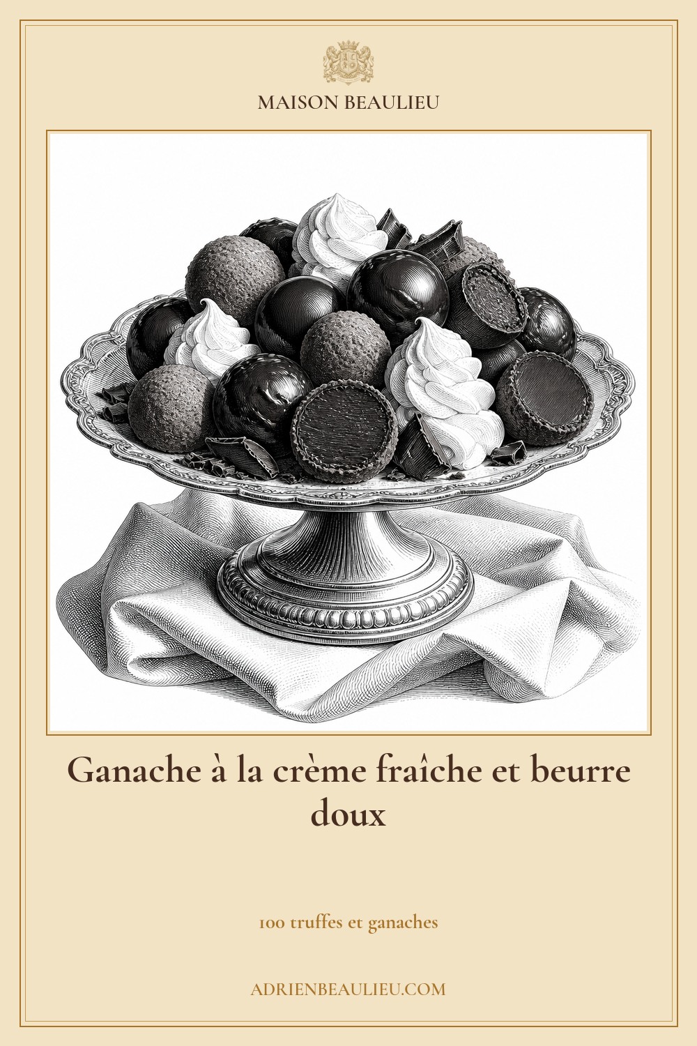 Illustration culinaire : ganache à la crème fraîche et beurre doux.