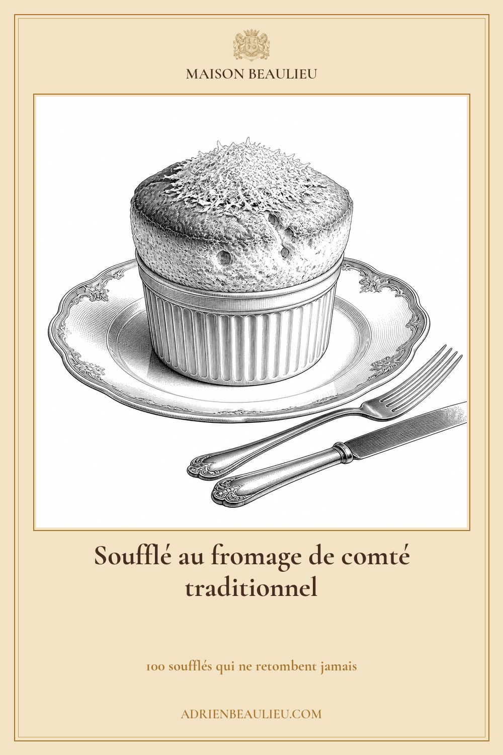 Illustration culinaire : soufflé au fromage de comté traditionnel.