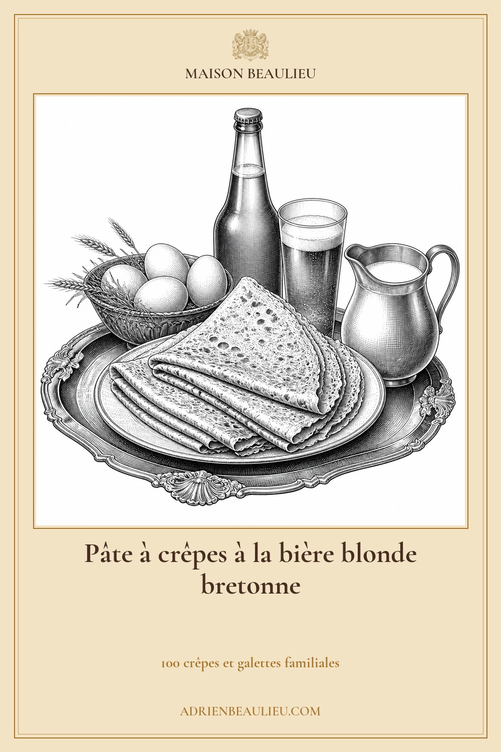 Illustration culinaire : pâte à crêpes à la bière blonde bretonne.