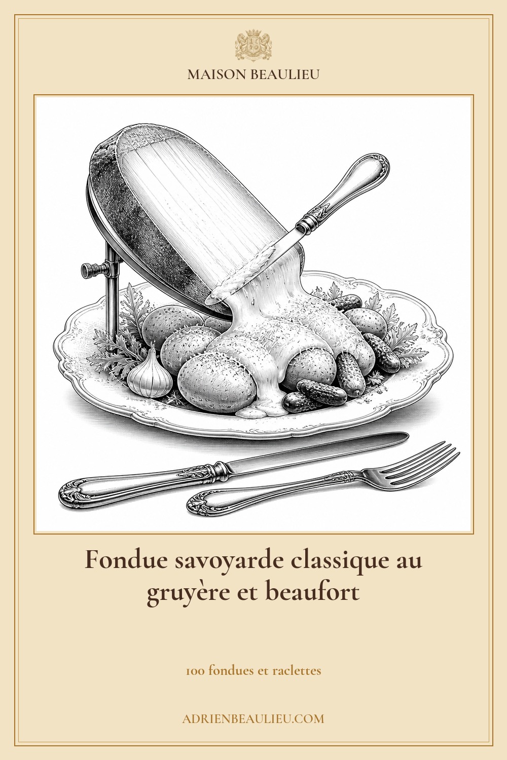 Illustration culinaire : fondue savoyarde classique au gruyère et beaufort.