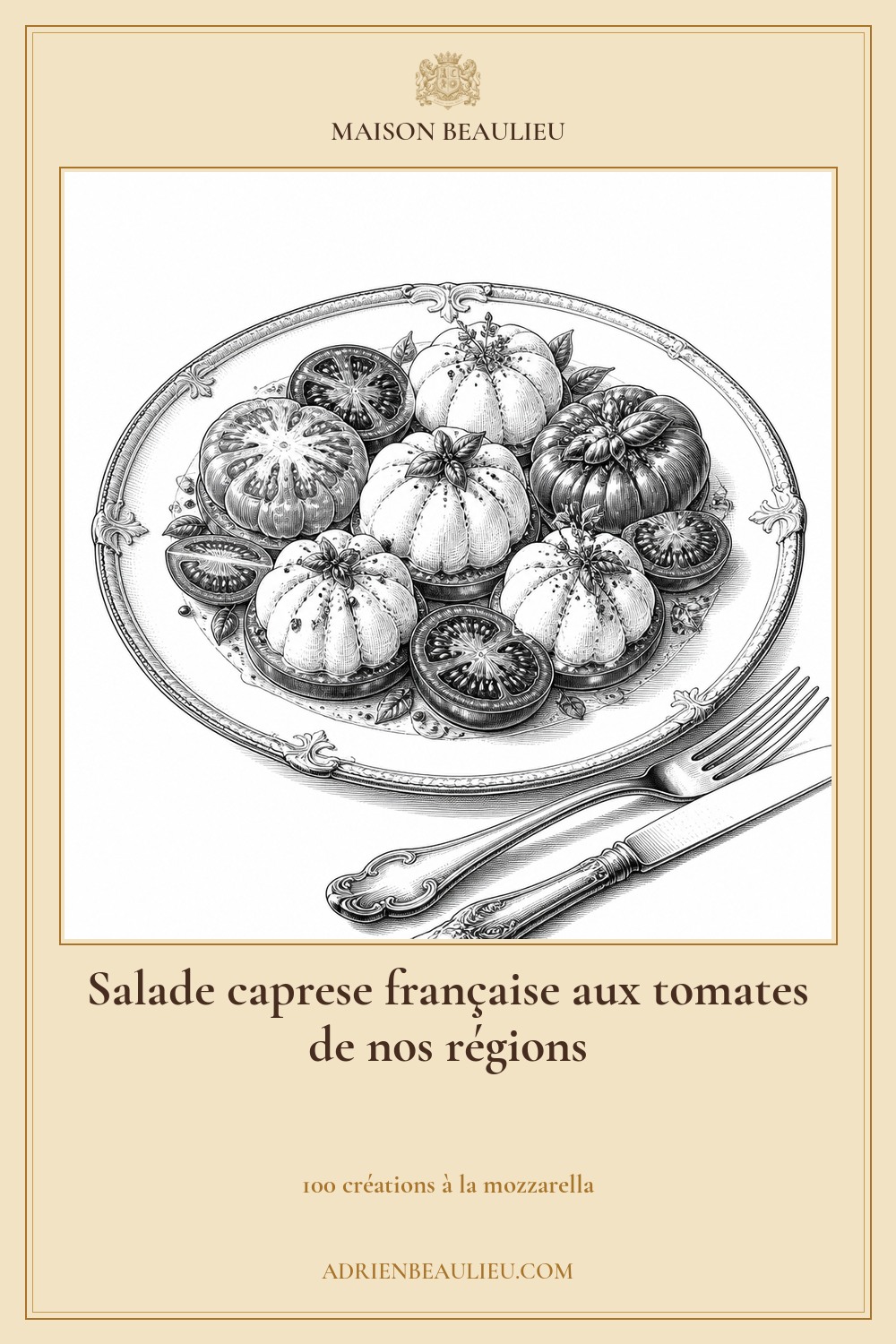 Illustration culinaire : salade caprese française aux tomates de nos régions.