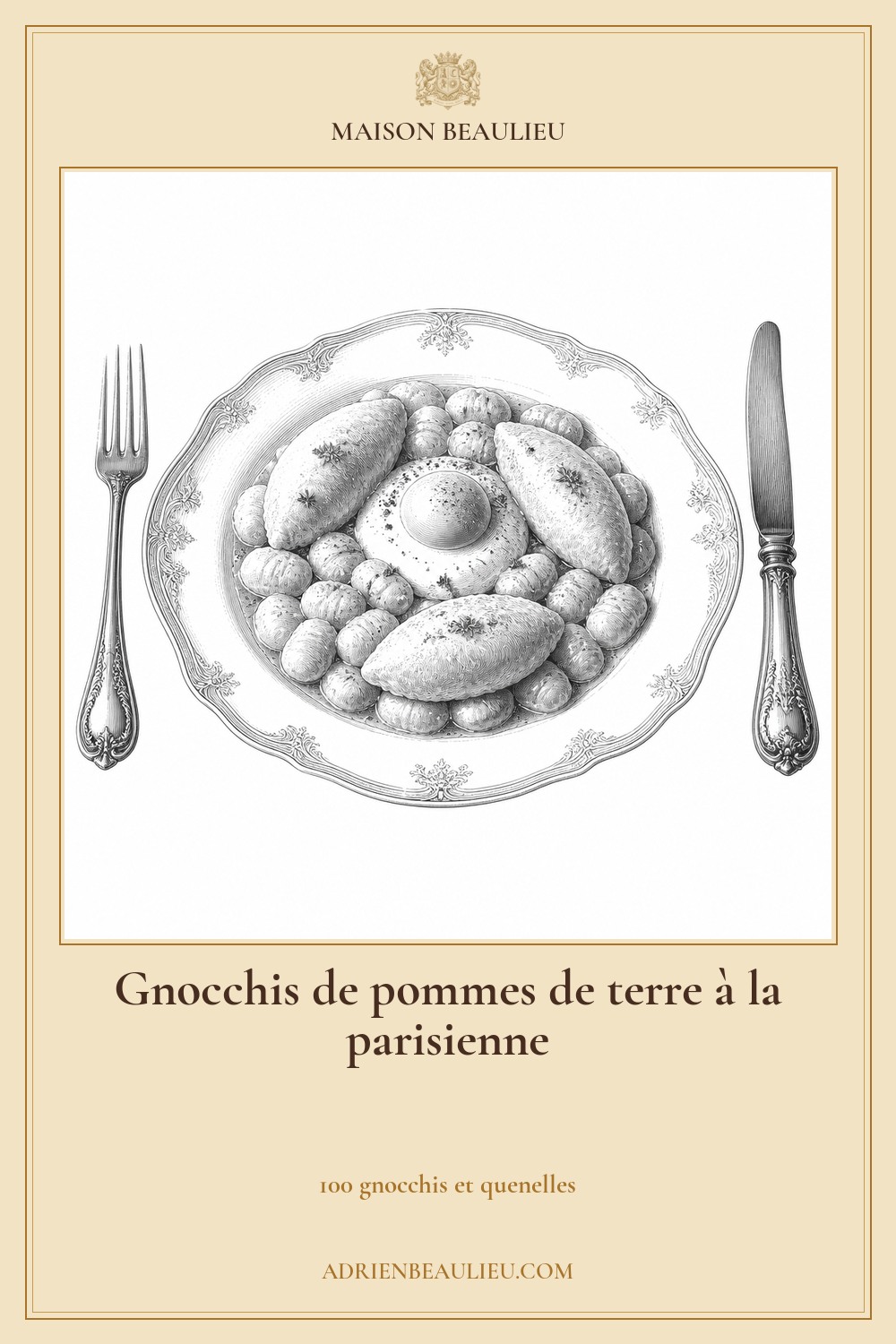 Illustration culinaire : gnocchis de pommes de terre à la parisienne.