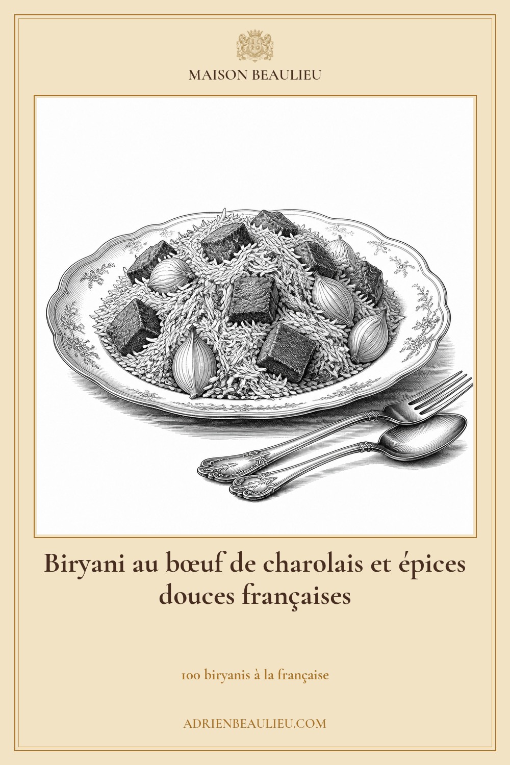 Illustration culinaire : biryani au bœuf de charolais et épices douces françaises.