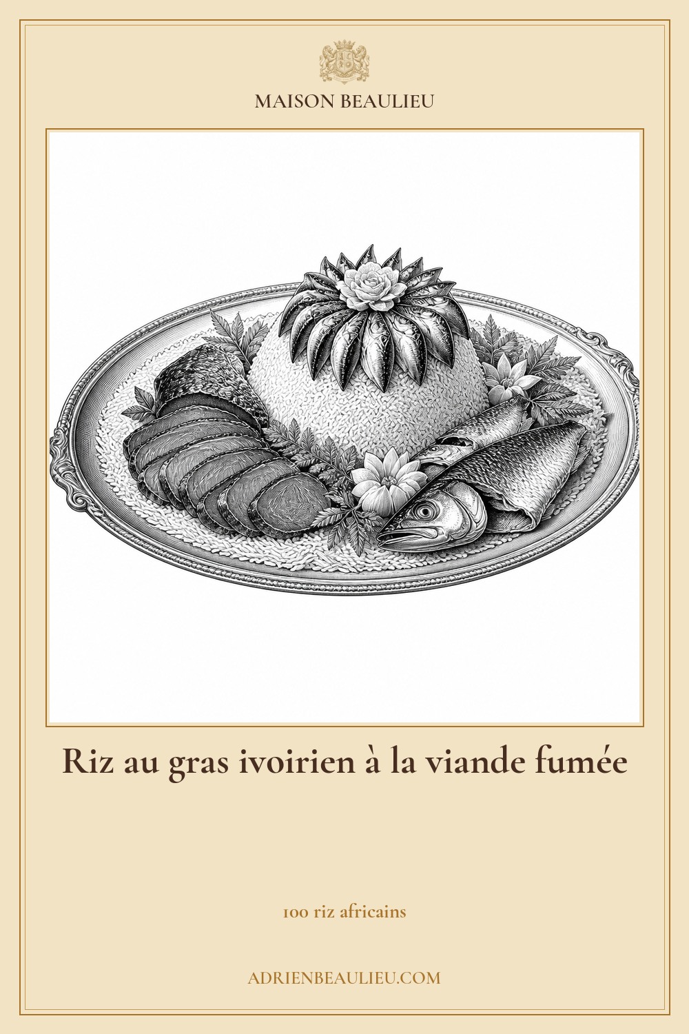Illustration culinaire : riz au gras ivoirien à la viande fumée.