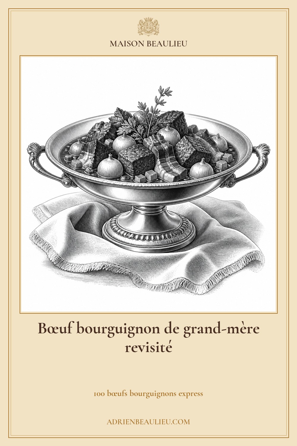 Illustration culinaire : bœuf bourguignon de grand-mère revisité.
