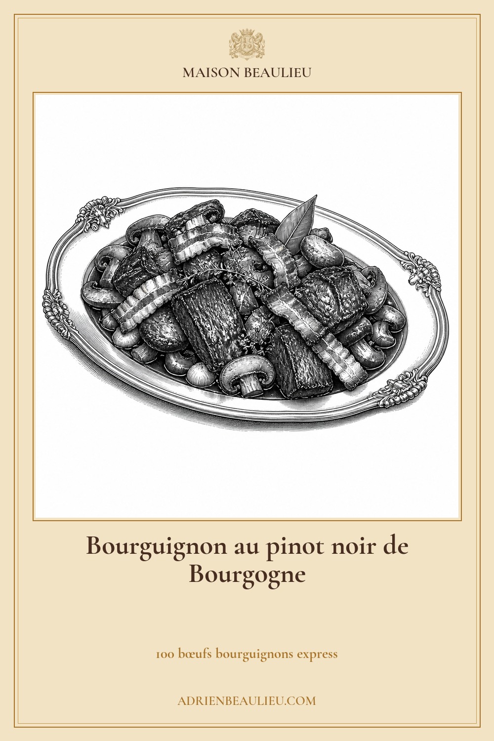 Illustration culinaire : bourguignon au pinot noir de Bourgogne.