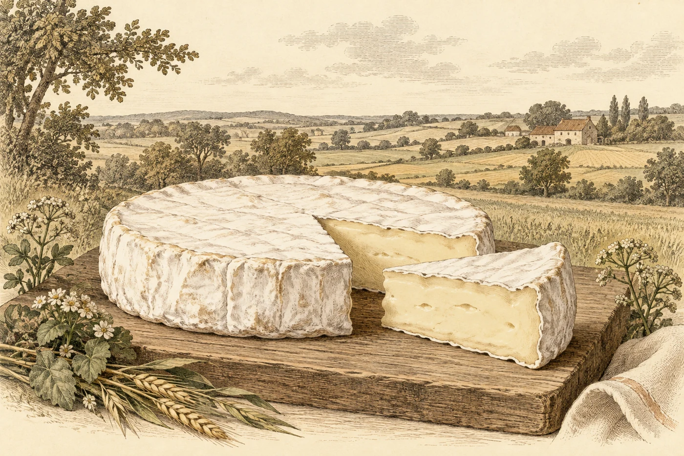 Illustration gravée de Brie de Meaux, évocatrice et non documentaire