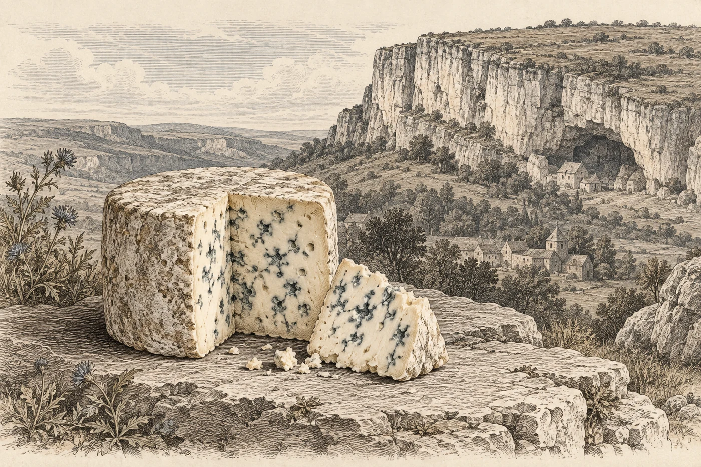 Illustration gravée de Roquefort
