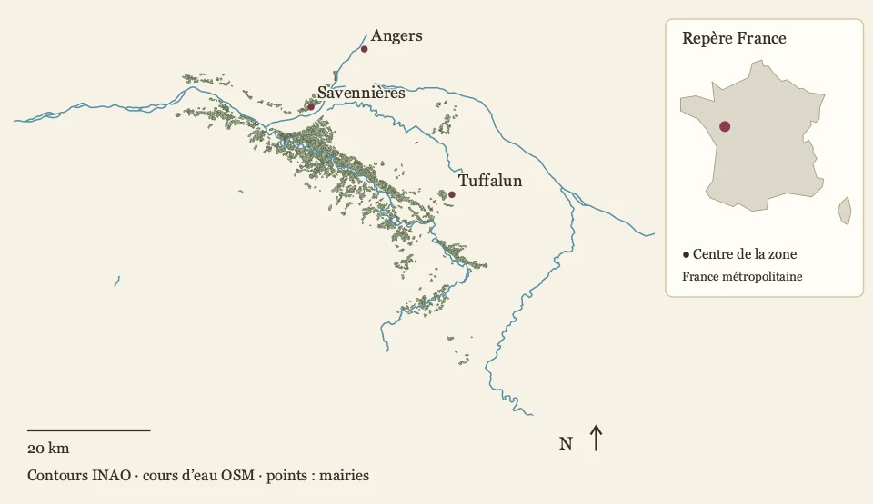 Délimitation parcellaire Anjou Villages et repère en France