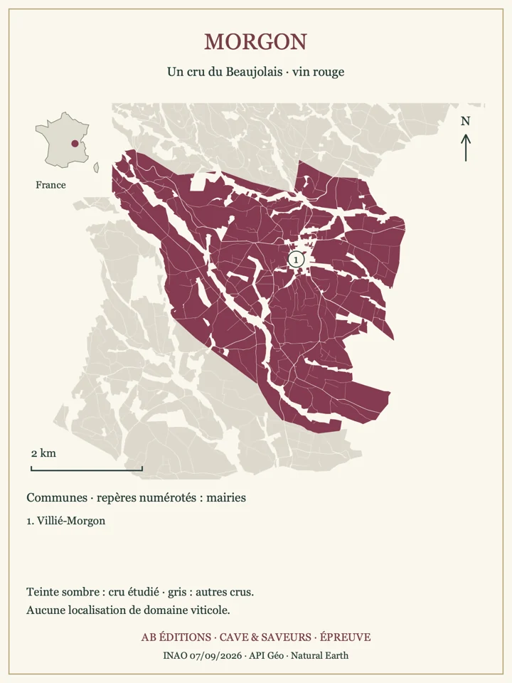Délimitations de Morgon et repères communaux