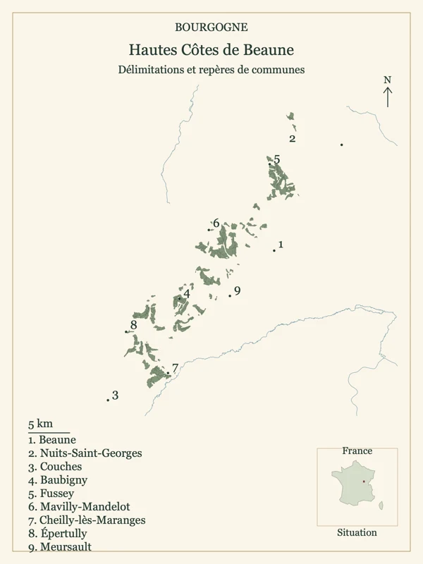 Carte de Bourgogne Hautes Côtes de Beaune