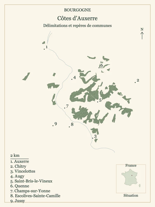 Carte de Bourgogne Côtes d’Auxerre