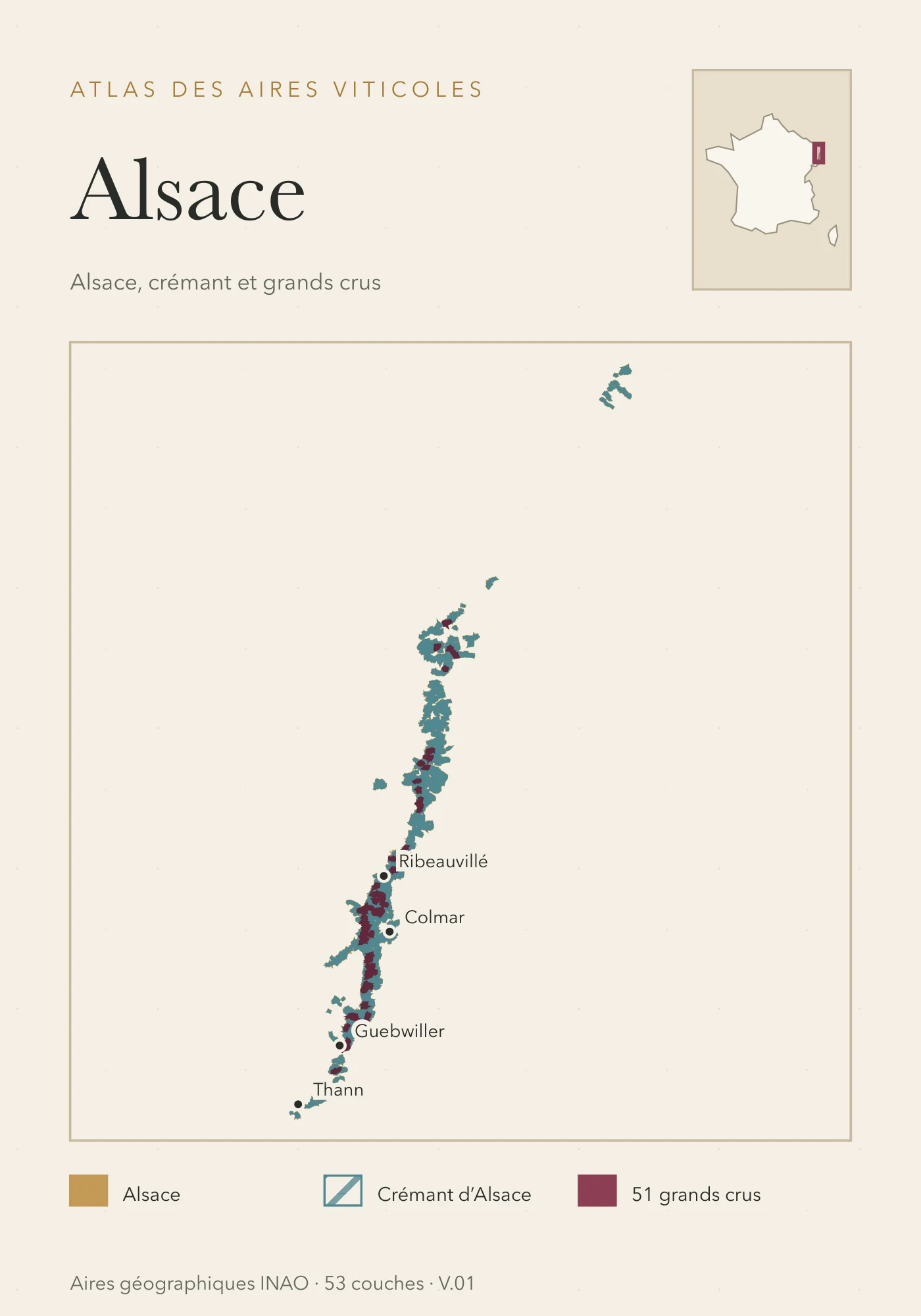 Carte Alsace, crémant et grands crus, recto