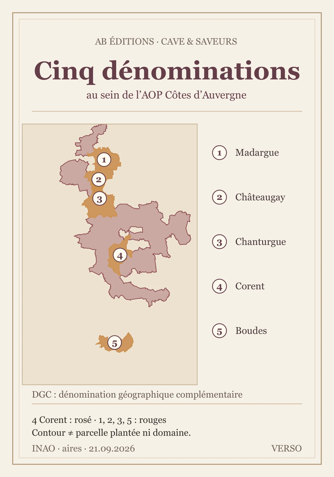 Verso de la carte : Auvergne et vignobles voisins