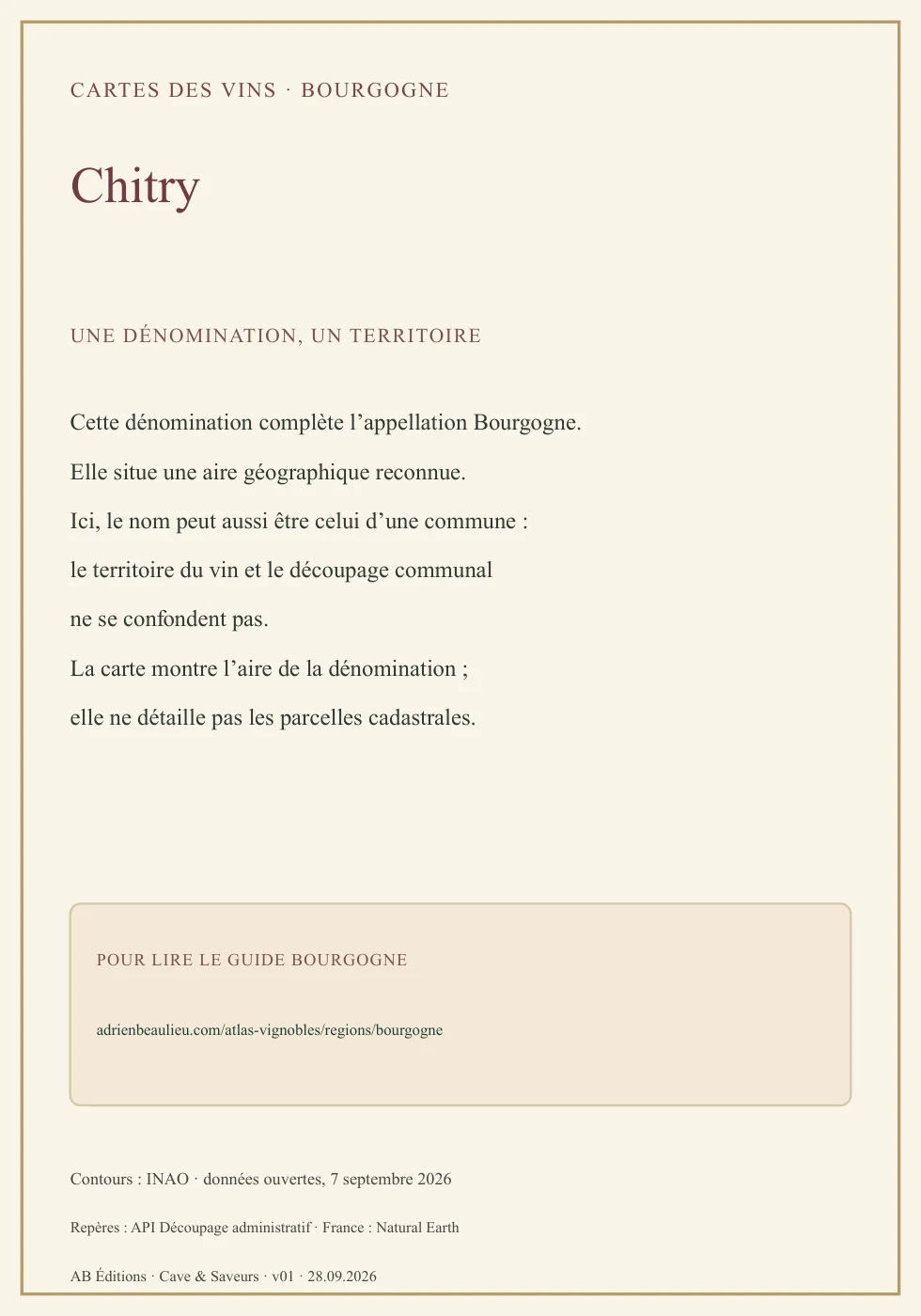 Verso de la carte : Bourgogne Chitry