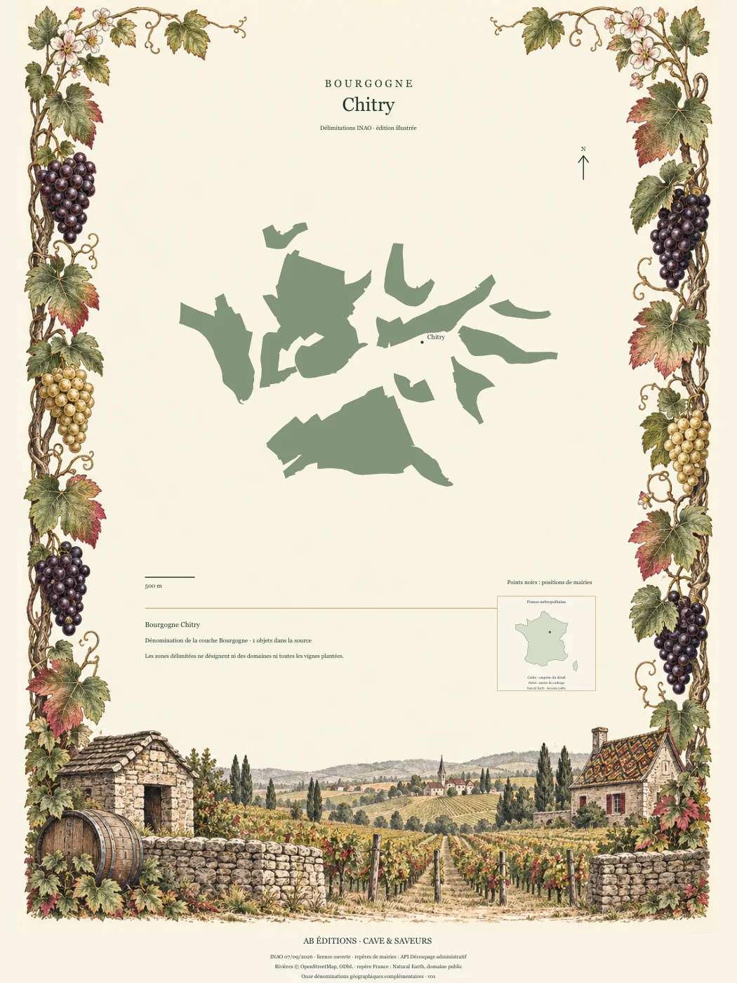 Poster cartographique : Bourgogne Chitry