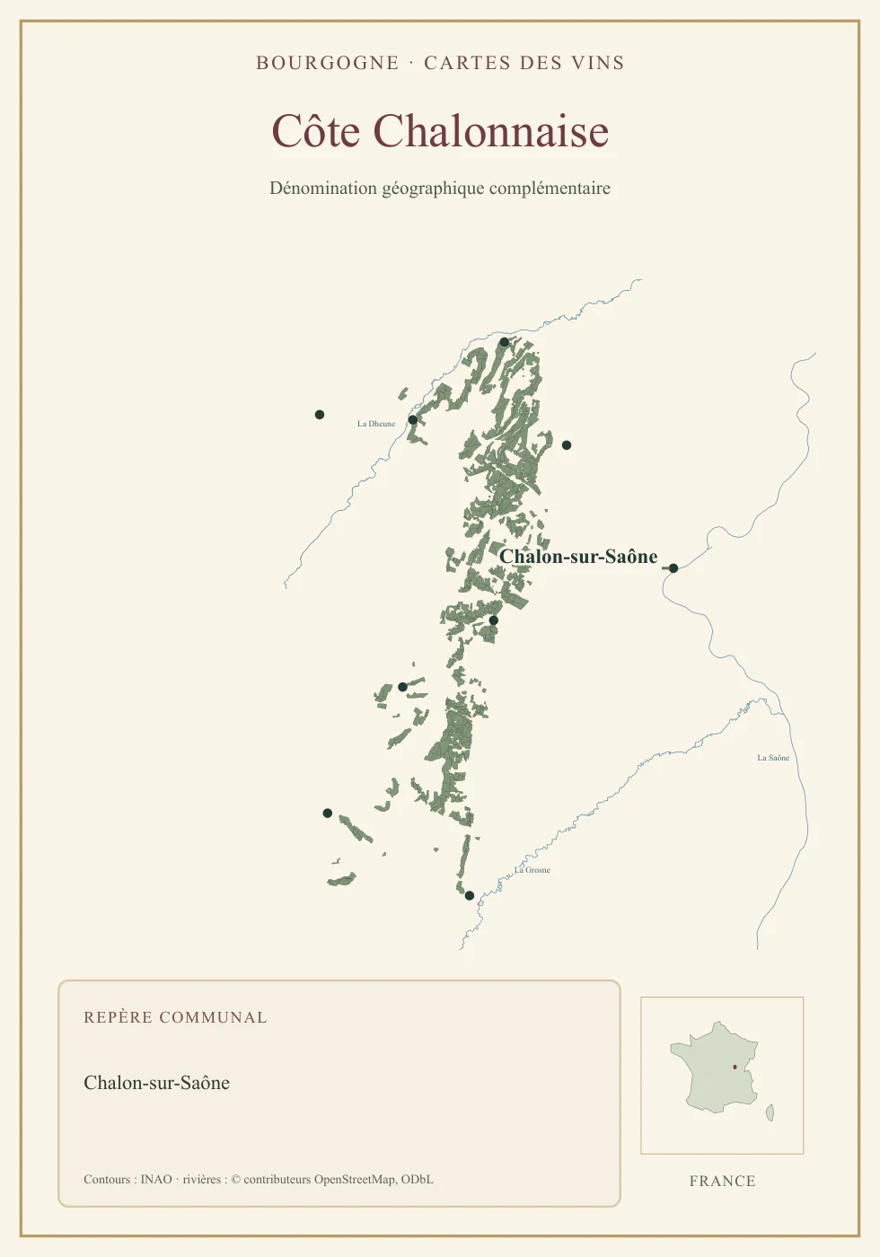 Recto de la carte : Bourgogne Côte Chalonnaise
