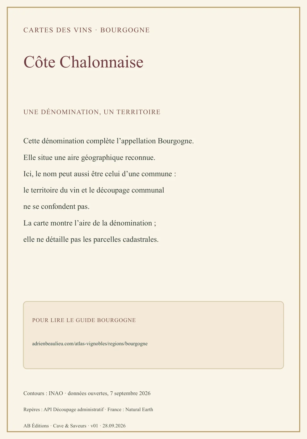 Verso de la carte : Bourgogne Côte Chalonnaise