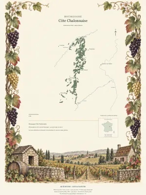 Poster cartographique : Bourgogne Côte Chalonnaise