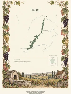 Poster cartographique : Bourgogne Côte d'Or
