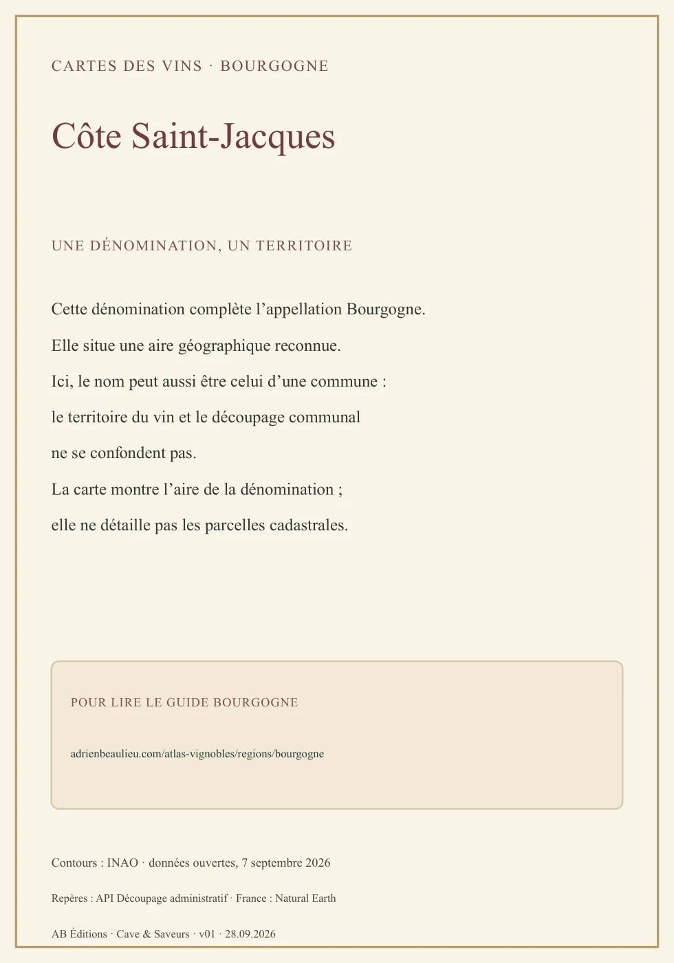 Verso de la carte : Bourgogne Côte Saint-Jacques