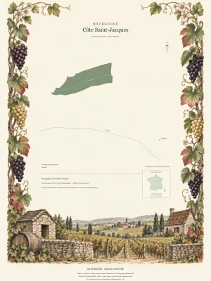 Poster cartographique : Bourgogne Côte Saint-Jacques