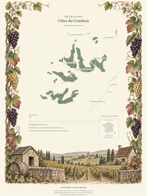 Poster cartographique : Bourgogne Côtes du Couchois