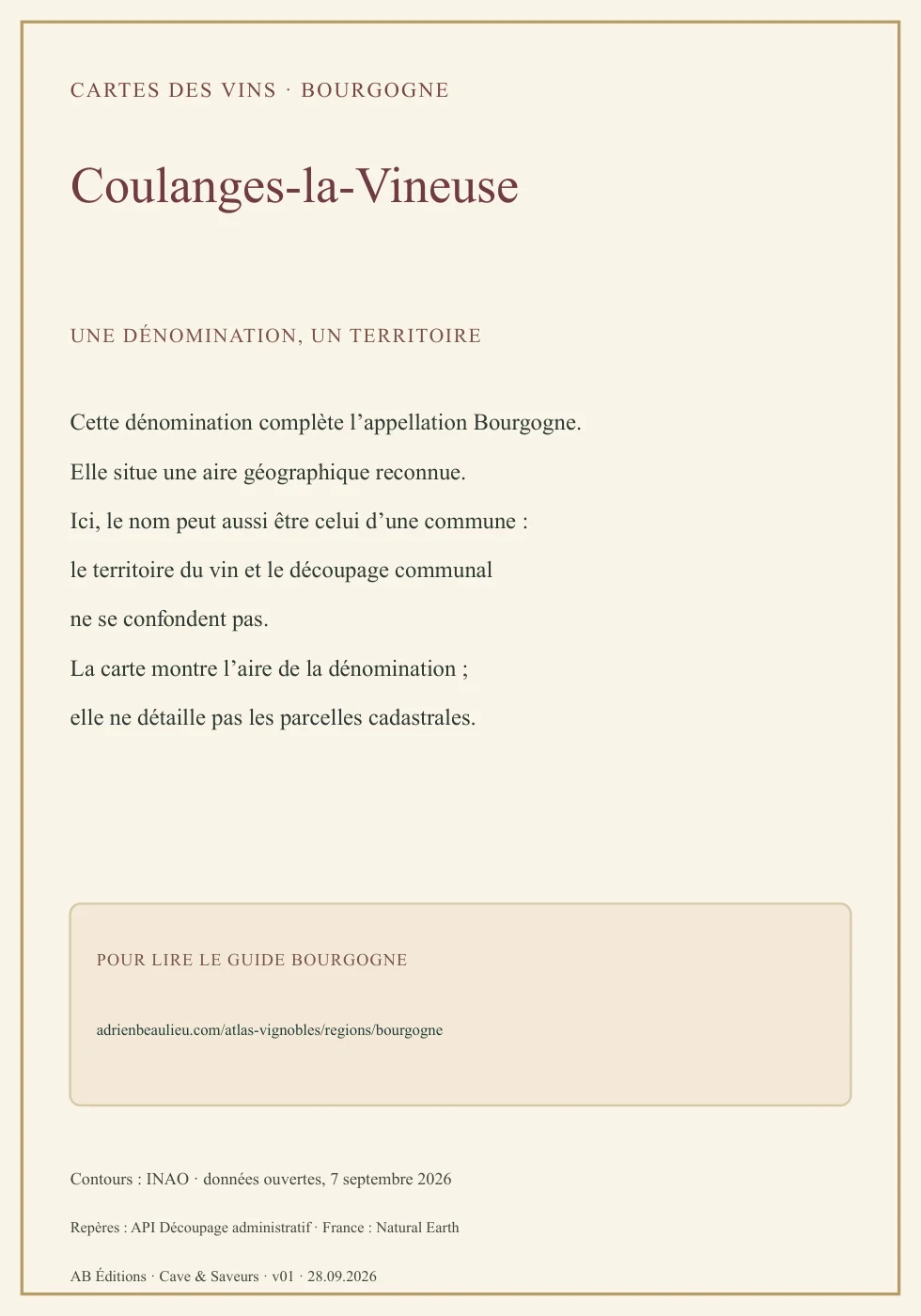 Verso de la carte : Bourgogne Coulanges-la-Vineuse