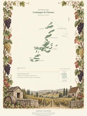 Poster cartographique : Bourgogne Coulanges-la-Vineuse