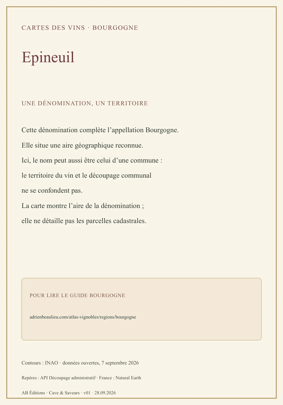 Verso de la carte : Bourgogne Epineuil