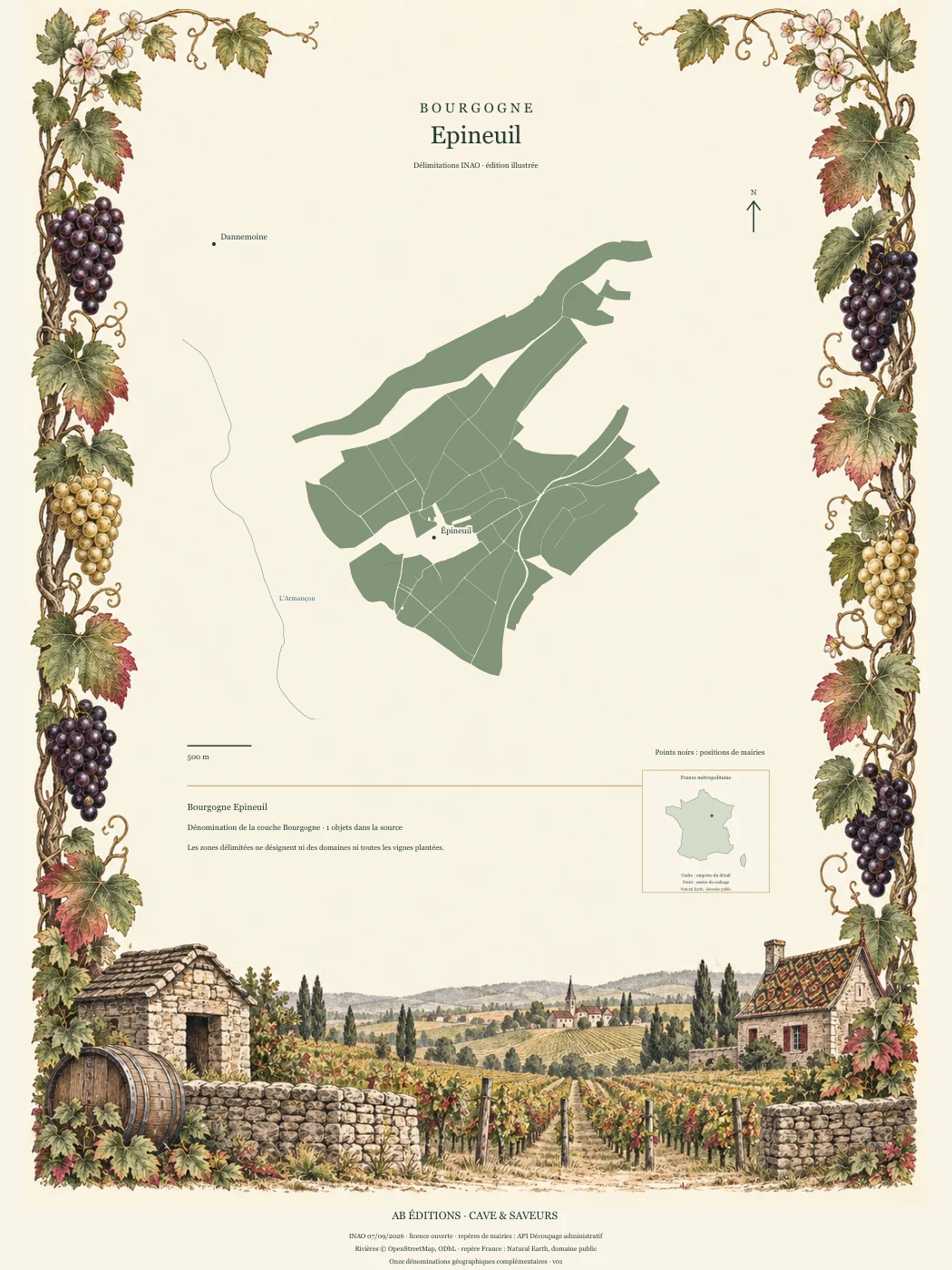 Poster cartographique : Bourgogne Epineuil