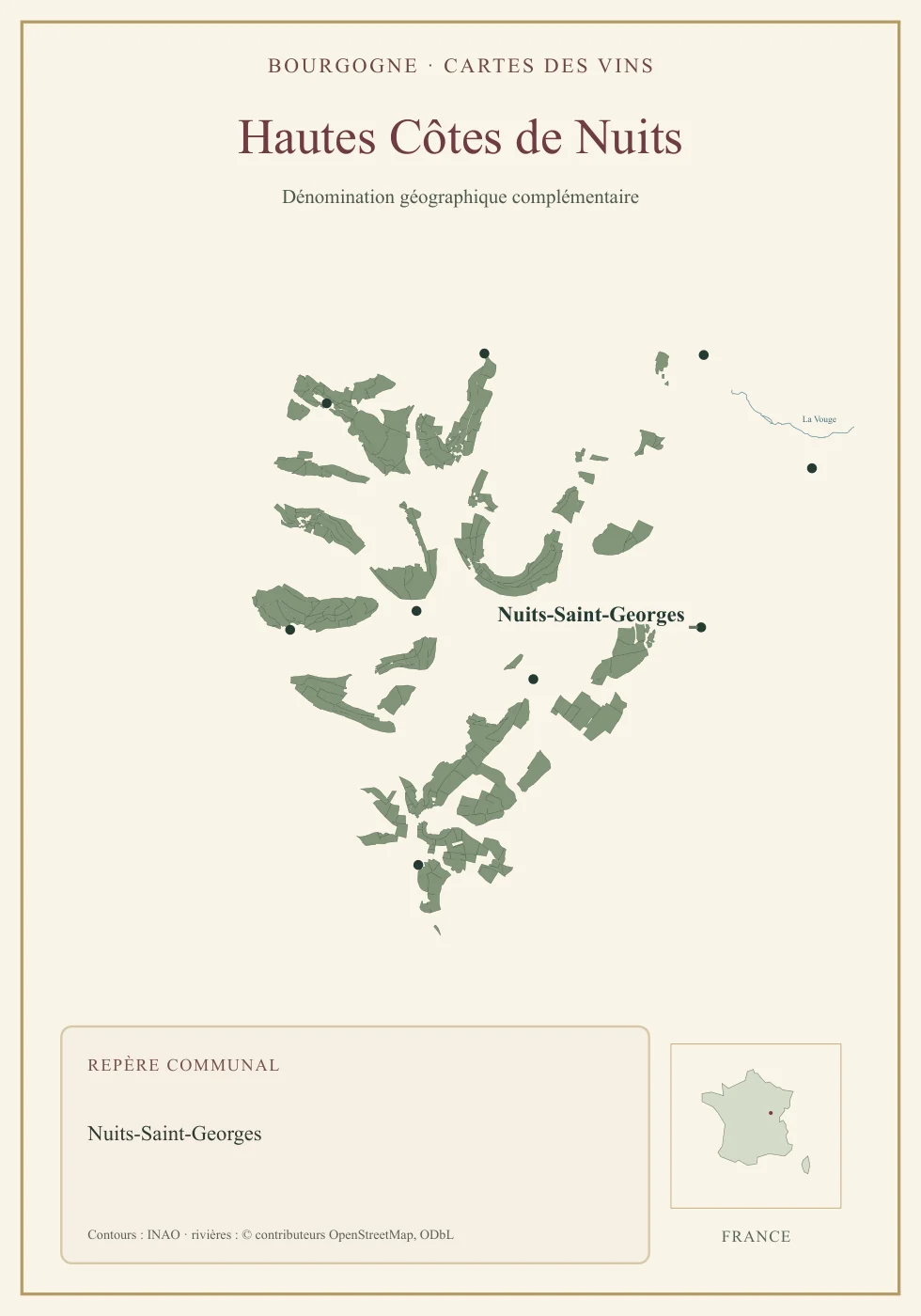 Recto de la carte : Bourgogne Hautes Côtes de Nuits