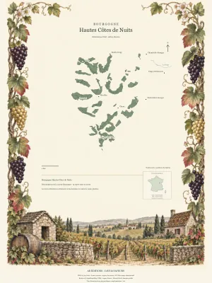 Poster cartographique : Bourgogne Hautes Côtes de Nuits