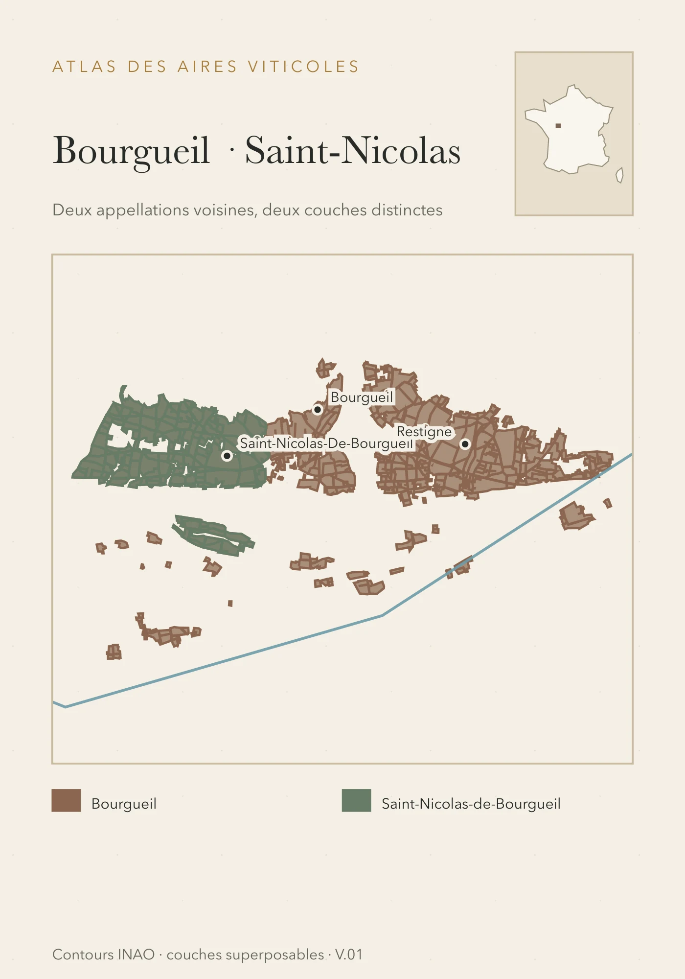 Carte Bourgueil et Saint-Nicolas — vue d’ensemble, recto