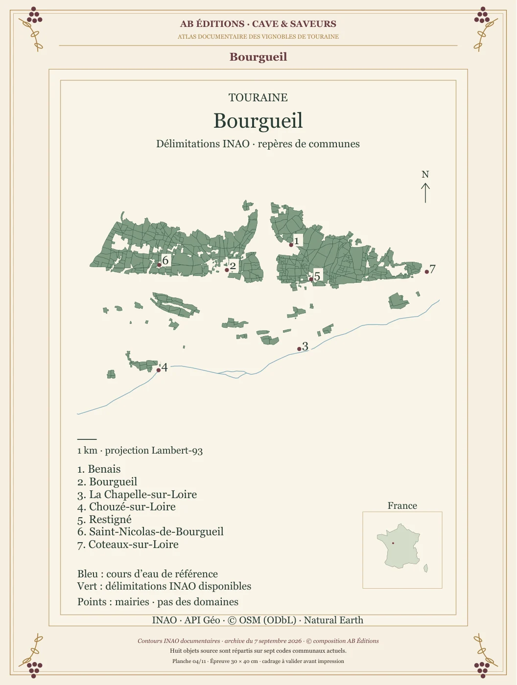 Poster cartographique : Bourgueil