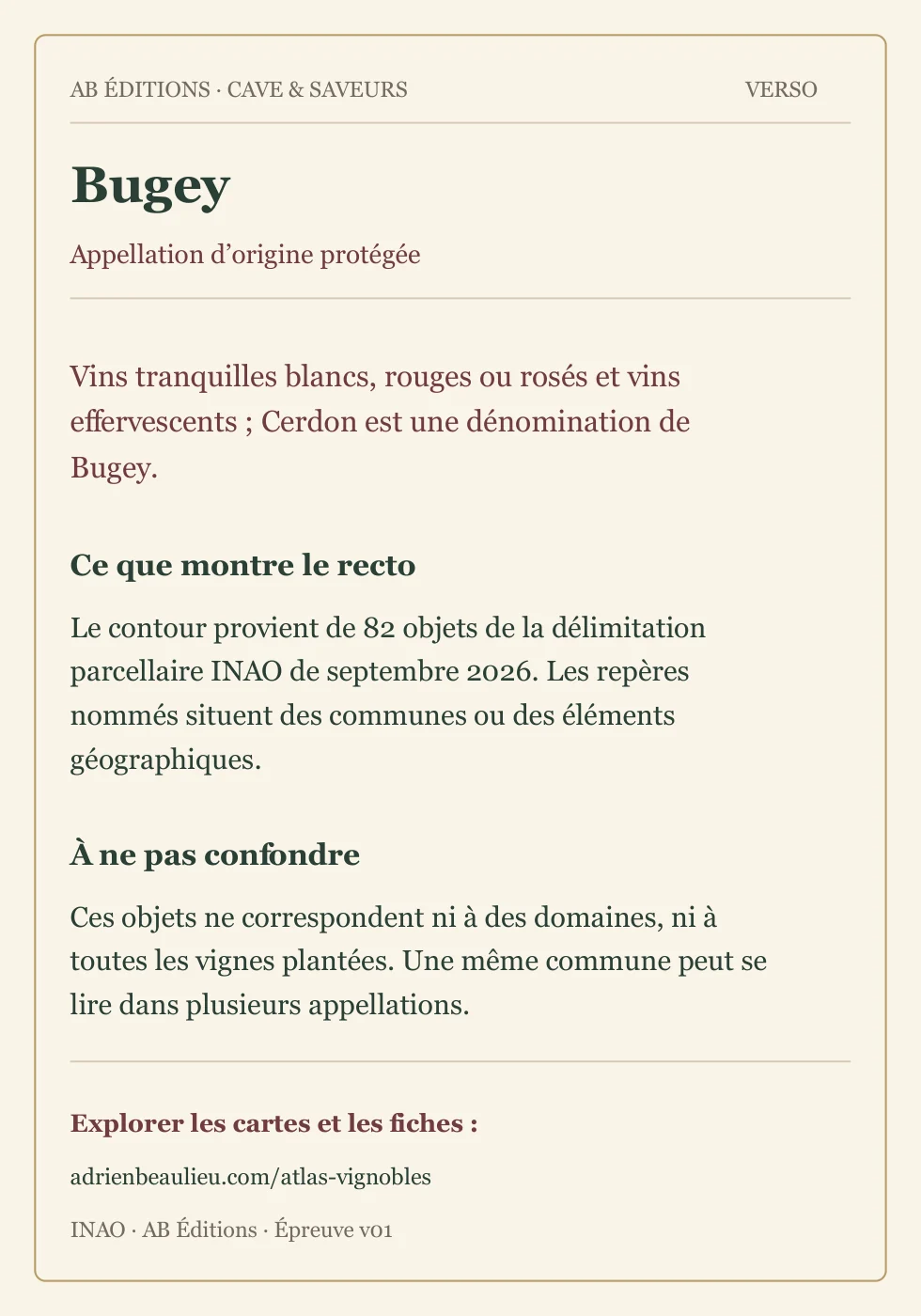 Verso de la carte : Bugey