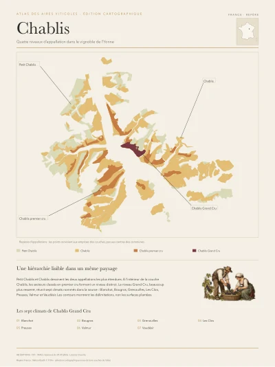 Poster cartographique : Chablis — quatre niveaux