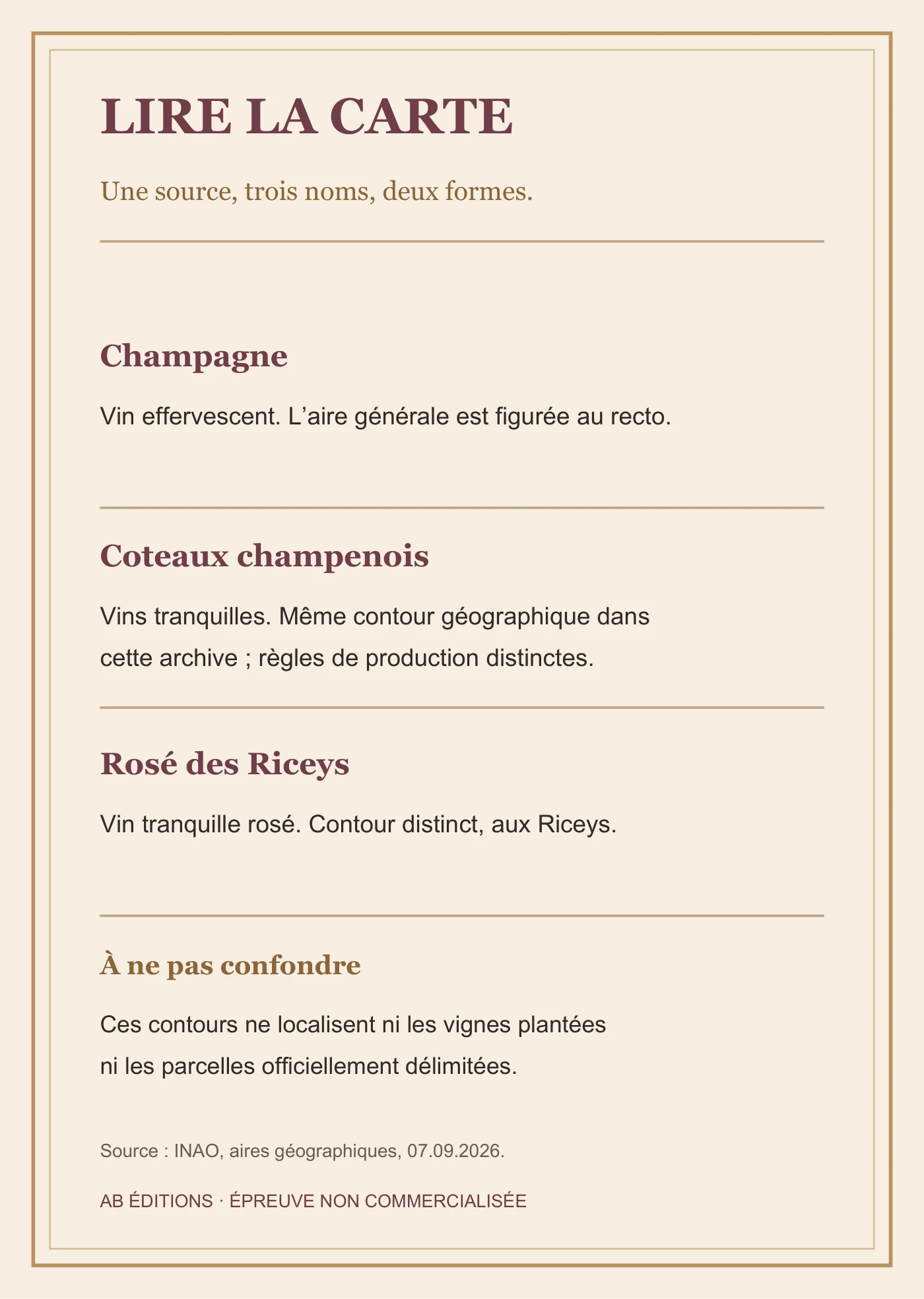 Verso de la carte : Champagne