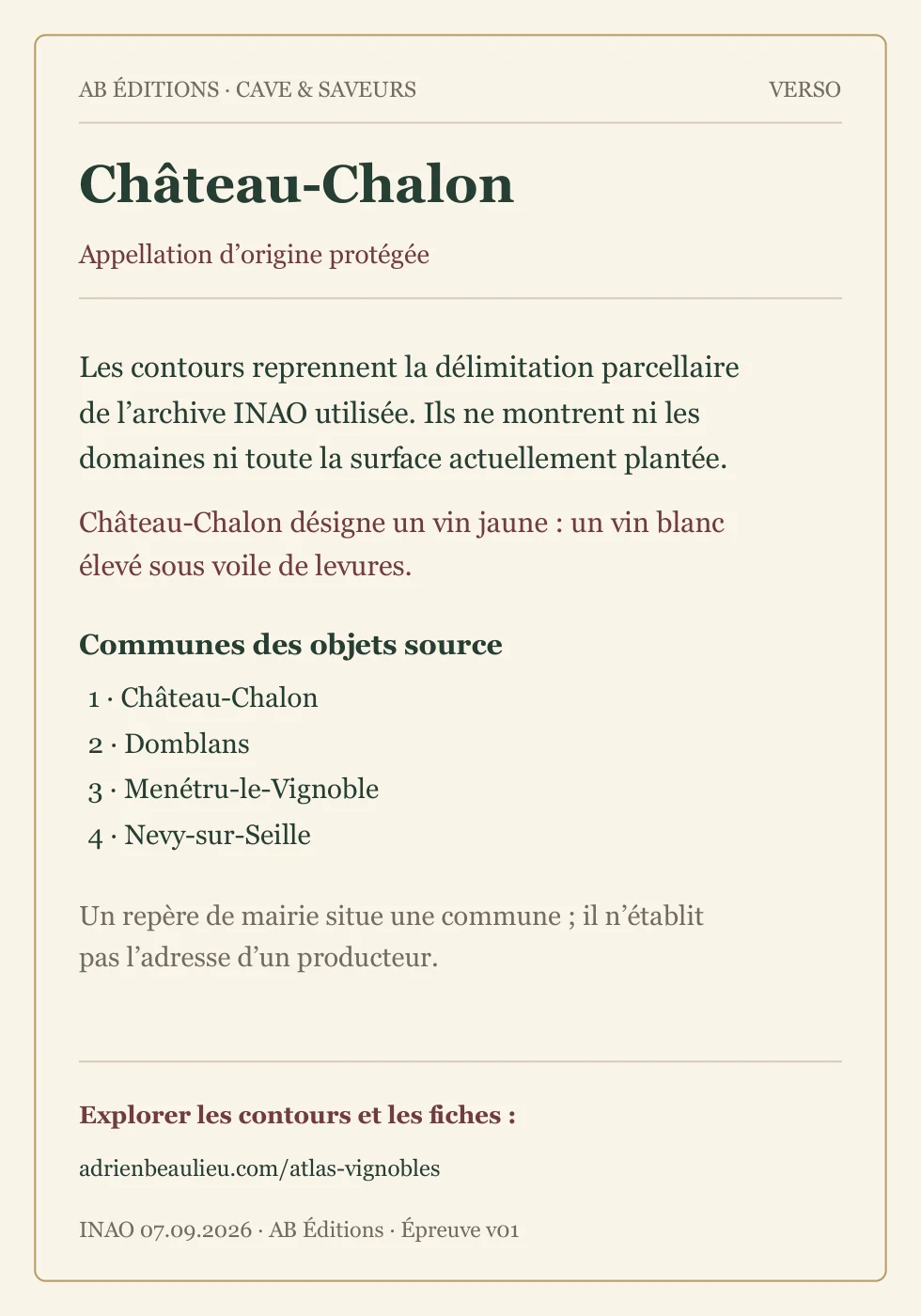 Verso de la carte : Château-Chalon