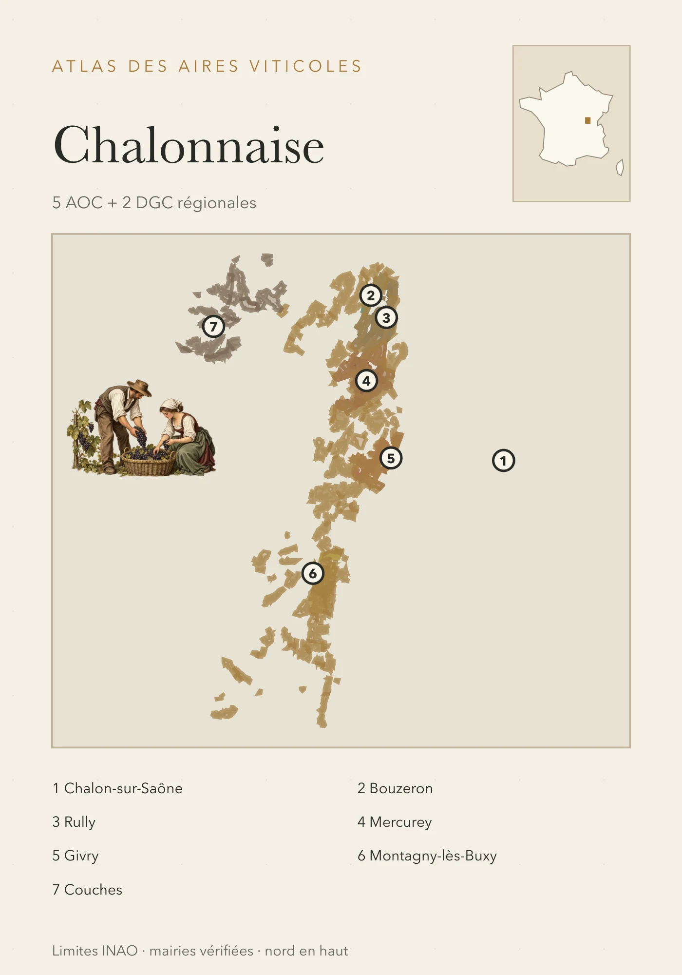 Carte Côte Chalonnaise et Couchois — vue d’ensemble, recto