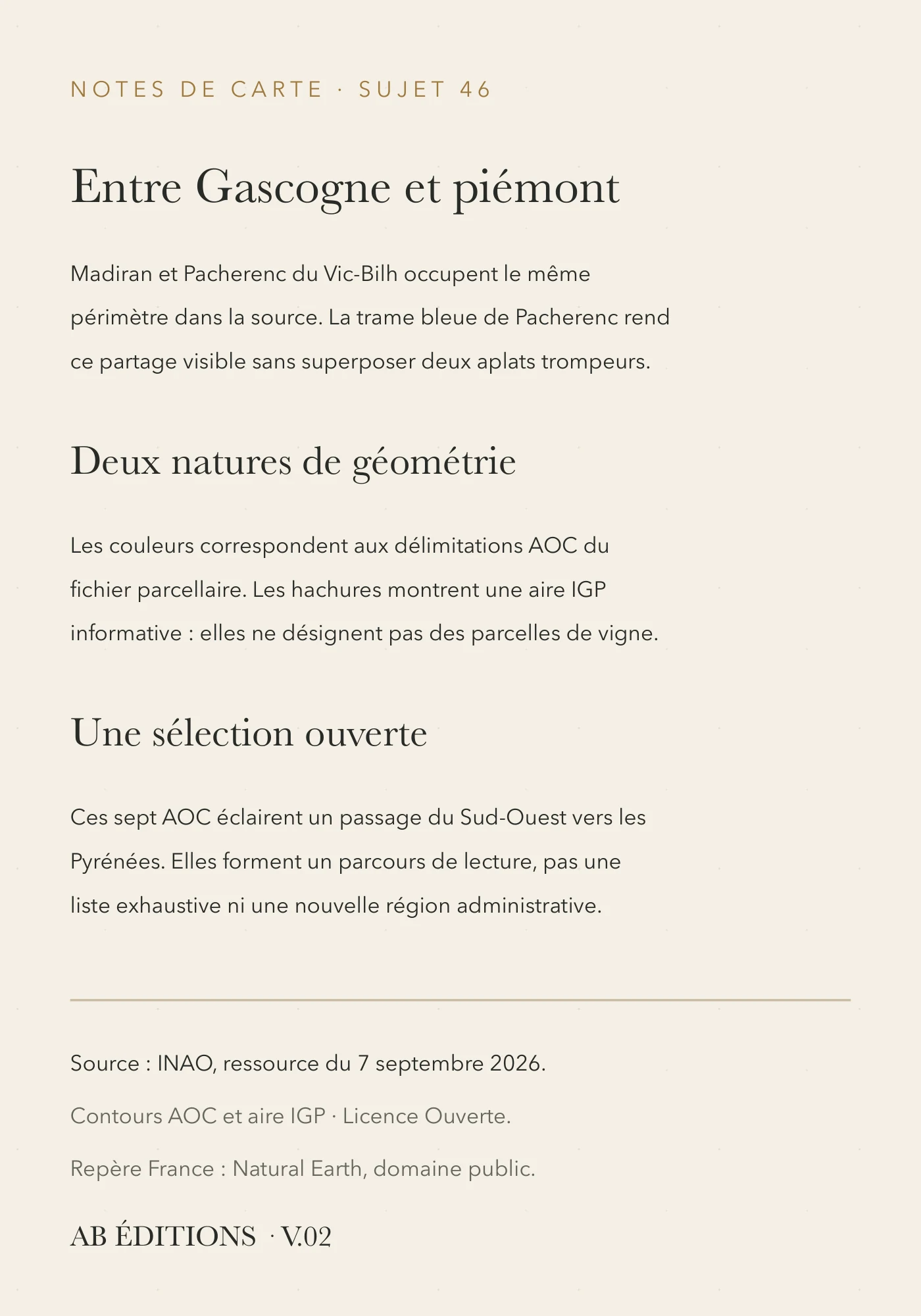 Verso de la carte : Gascogne et piémont pyrénéen — AOC et IGP