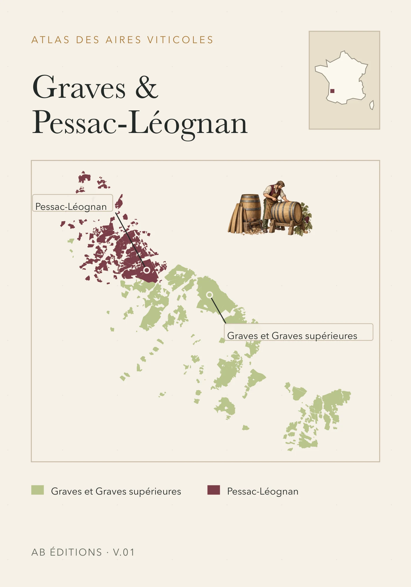 Recto de la carte : Graves et Pessac-Léognan