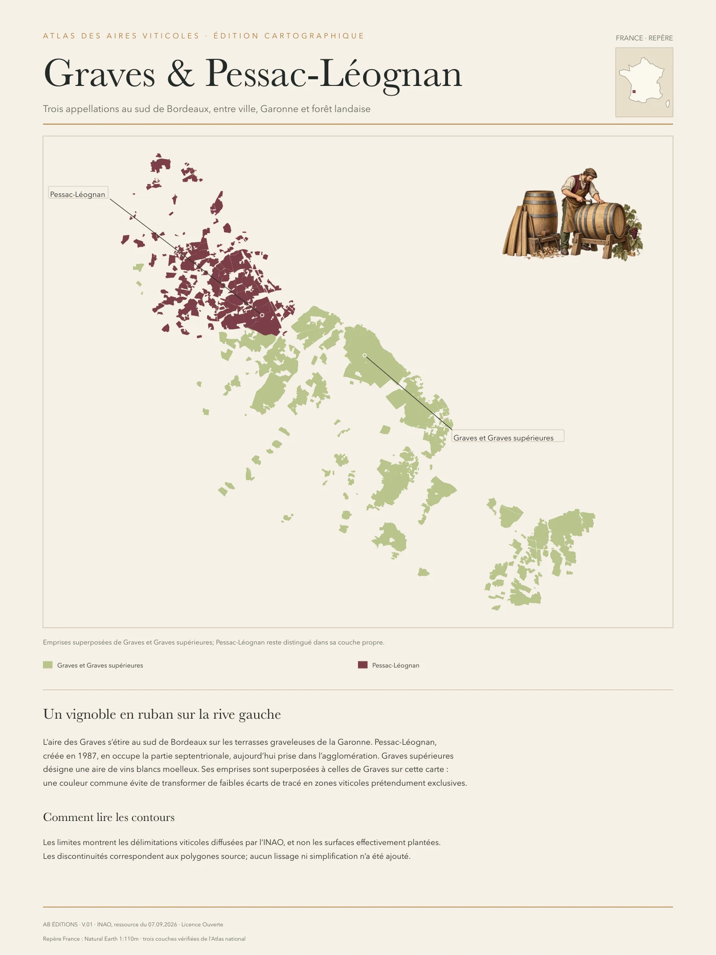 Poster cartographique : Graves et Pessac-Léognan