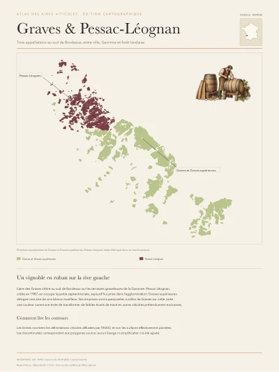 Poster cartographique : Graves et Pessac-Léognan