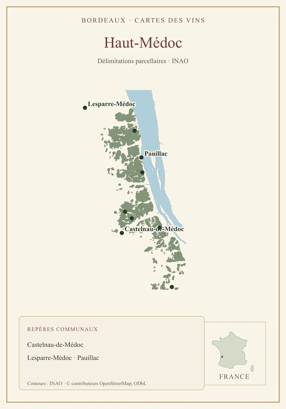 Recto de la carte : Haut-Médoc