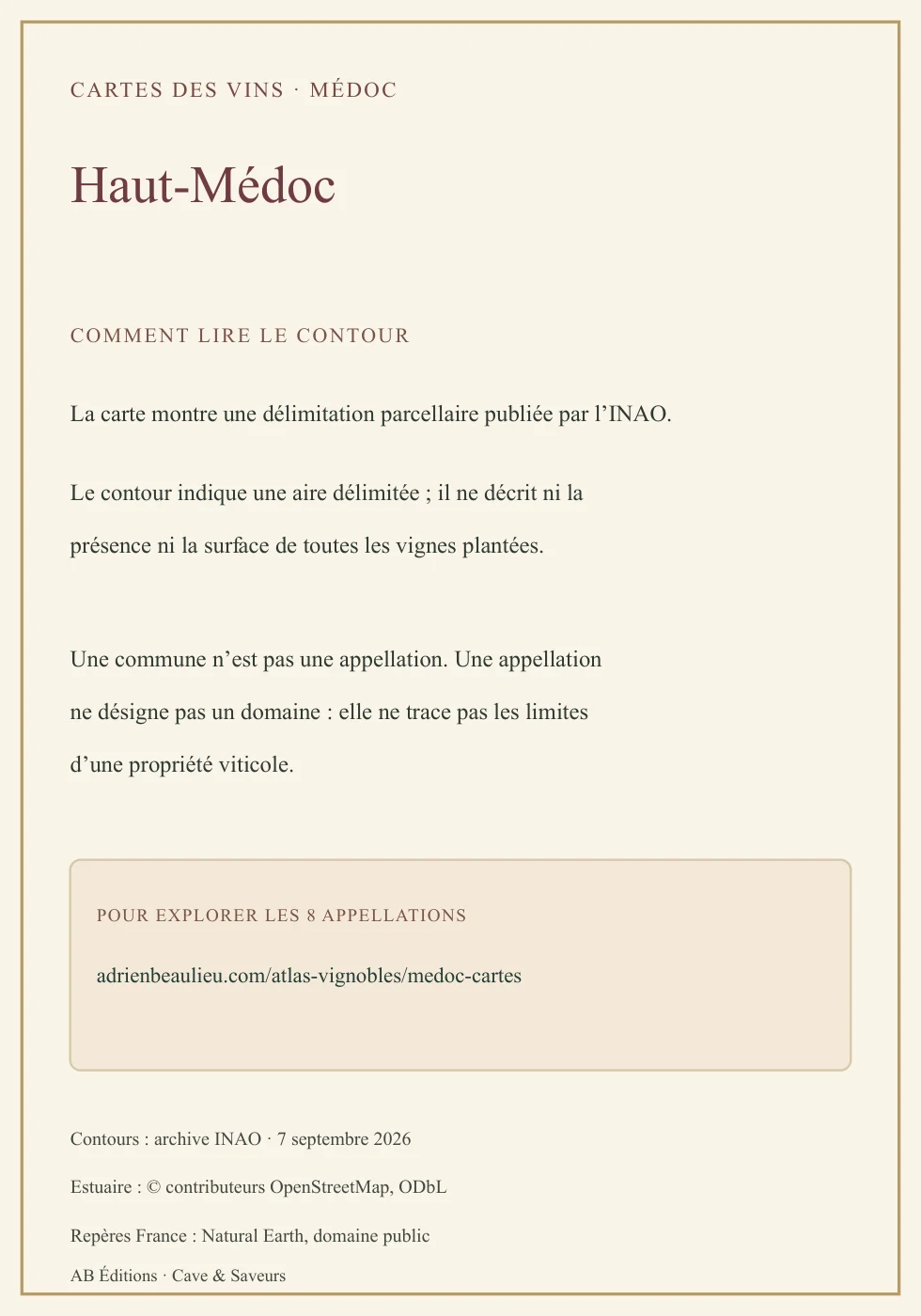 Verso de la carte : Haut-Médoc